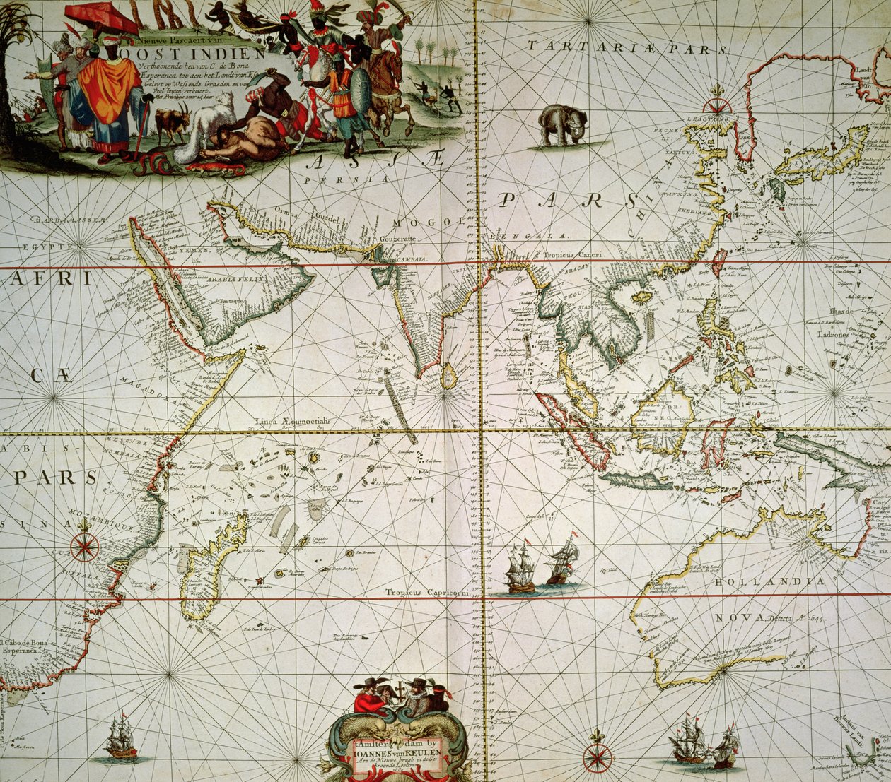 Mapa de África, Índia, Oceano Índico e Índias Orientais de Johannes van Keulen