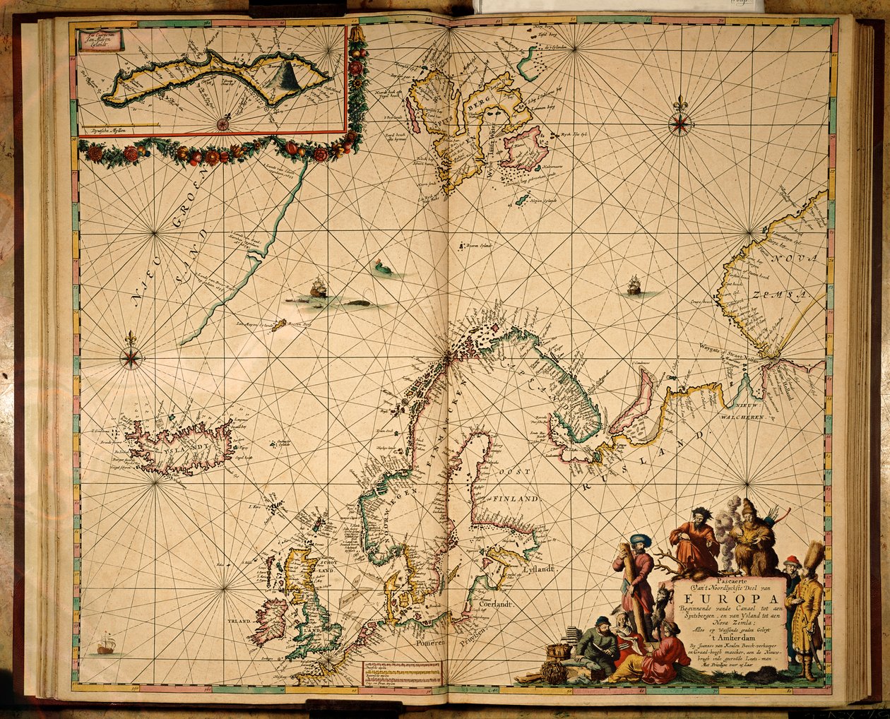Mapa do norte da Europa (gravura colorida à mão) de Johannes van Keulen