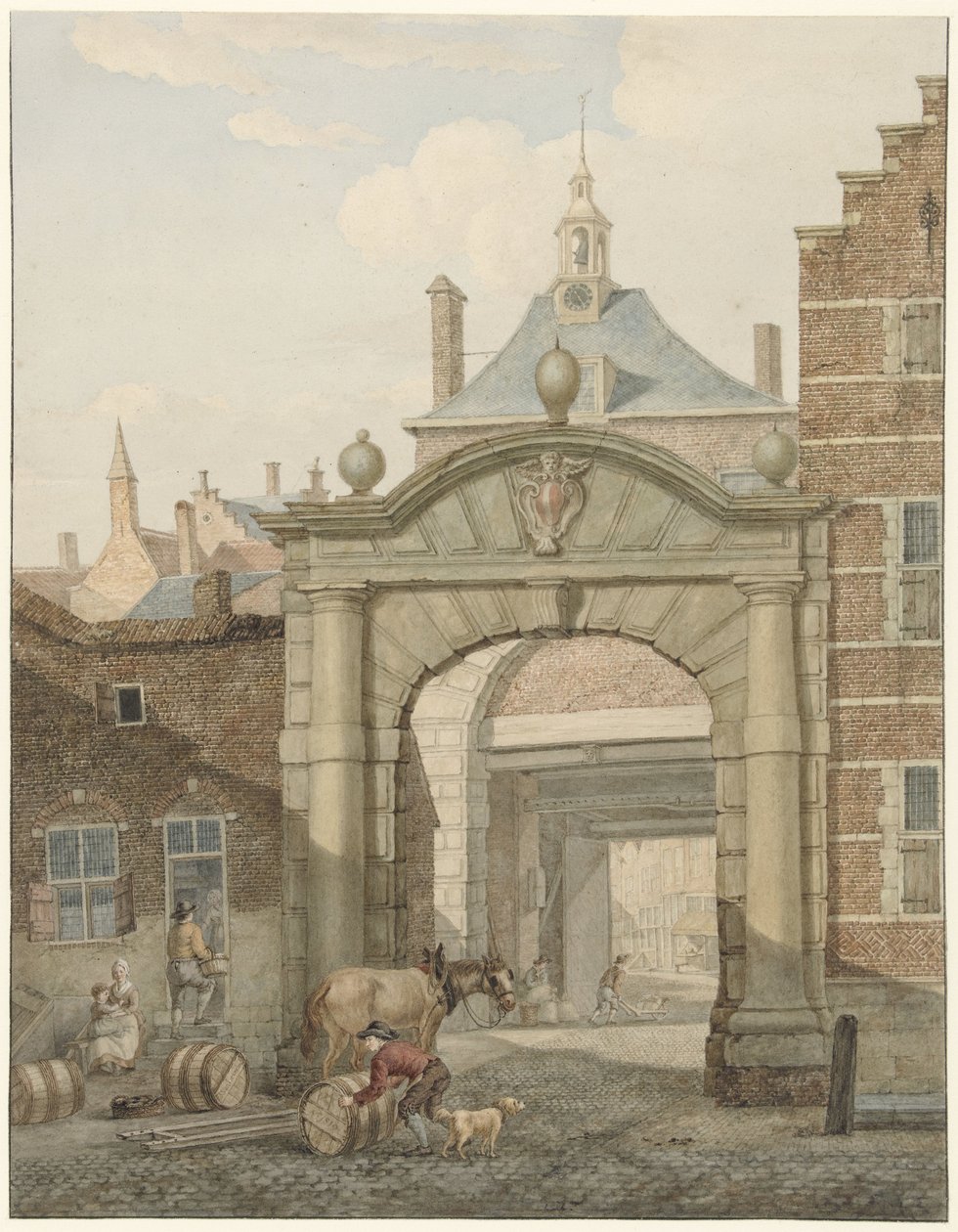 Vista através de um portão em Dordrecht de Johannes van Lexmond