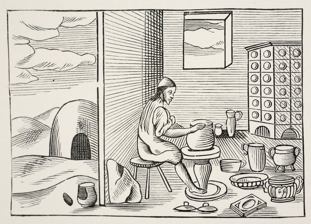 Um oleiro, da World Sensualium Pict&39;, bar. 1658 de John Amos Comenius