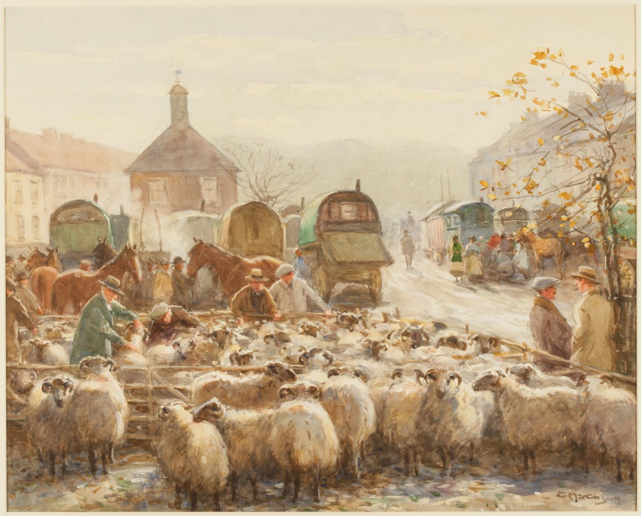Yarm Fair (bodycolour) de John Atkinson