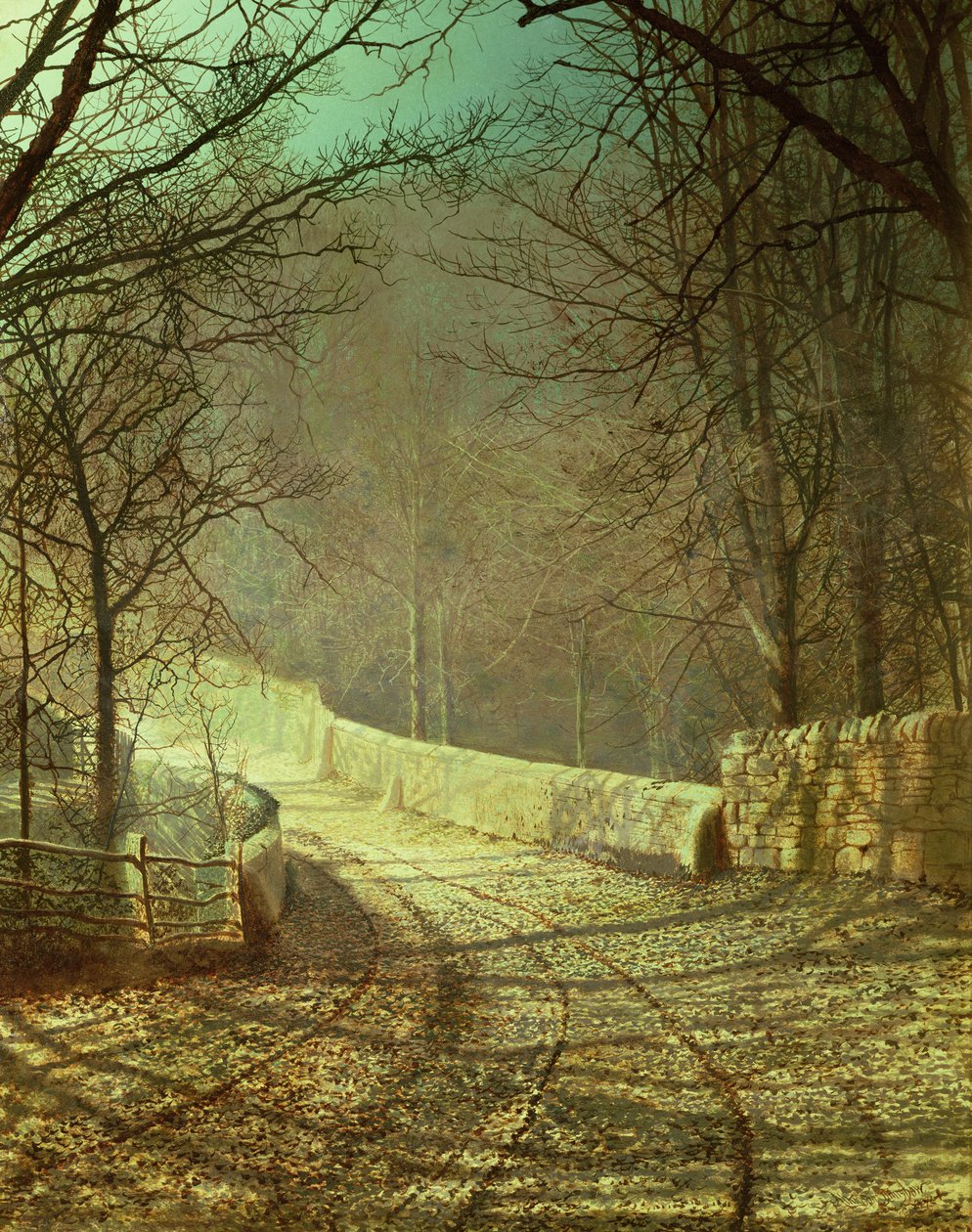 Sol, através, inverno, árvores de John Atkinson Grimshaw