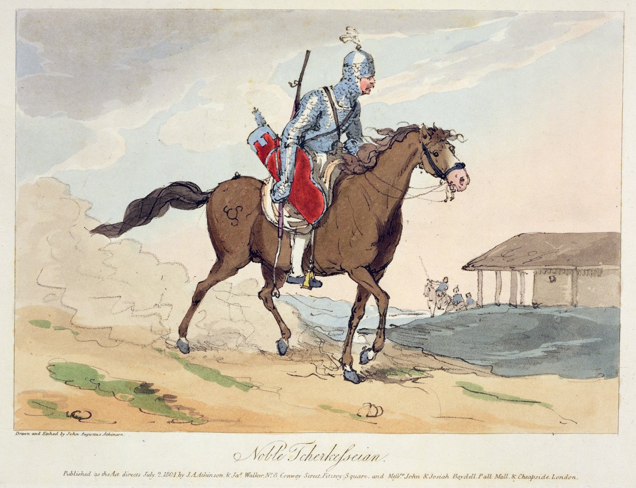 Um Noble Tcherkesse, gravado pelo artista, publicado em 1804 de John Augustus Atkinson