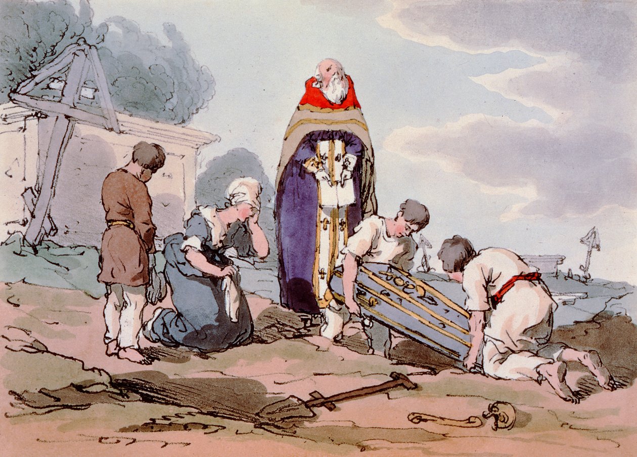 Enterro, gravado pelo artista, publicado em 1804 de John Augustus Atkinson