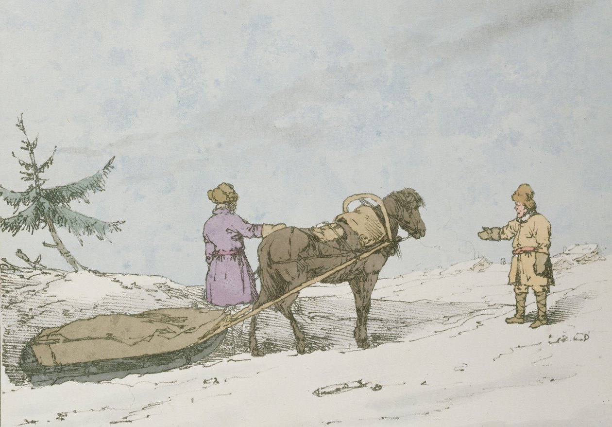 Trenó da Finlândia, 1803 de John Augustus Atkinson