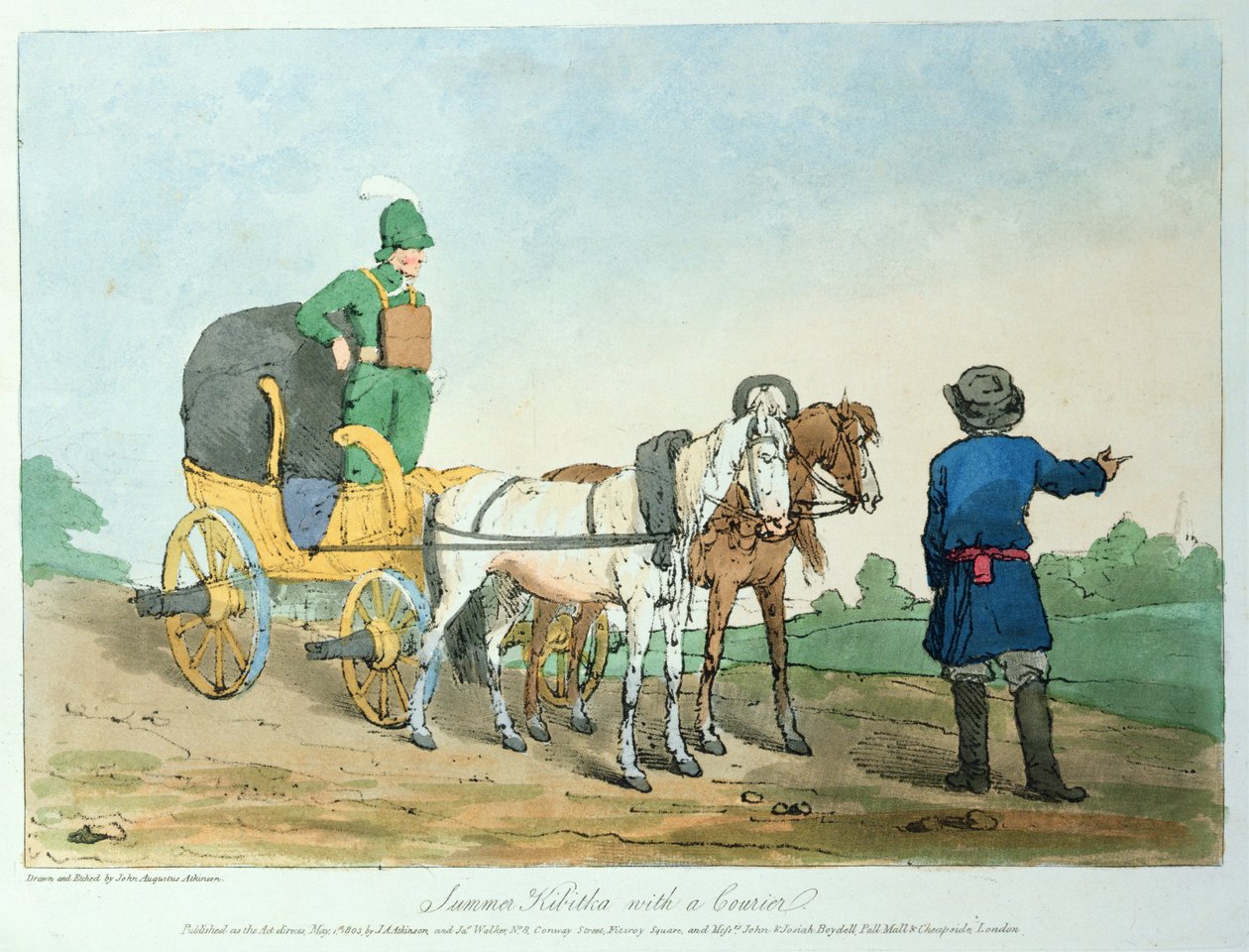 Kibitka de verão com um mensageiro, 1803 de John Augustus Atkinson