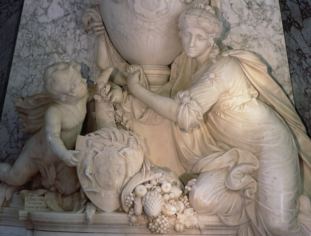 Monumento ao Conde de Effingham, 1796 detalhe em mármore de 402716 de John Bacon