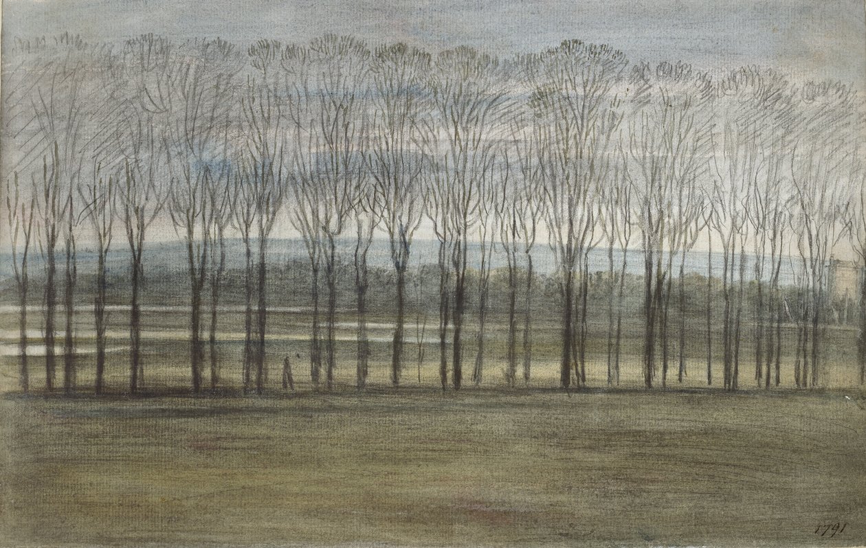 Vista do Merton College, 28 de fevereiro de 1791 (aquarela sobre grafite, no papel) de John Baptist Malchair