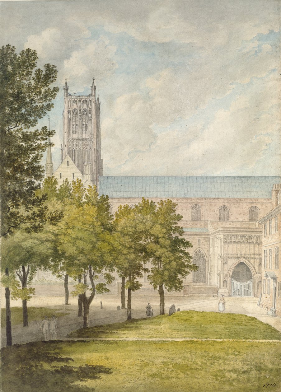 Catedral de Worcester, provavelmente 1774 (aquarela sobre grafite, no papel) de John Baptist Malchair