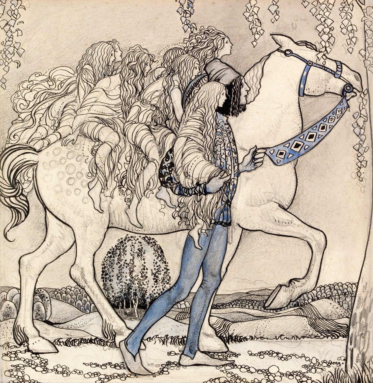 Ele levou apressadamente o freio e, dessa forma, eles foram conduzidos através da floresta de John Bauer