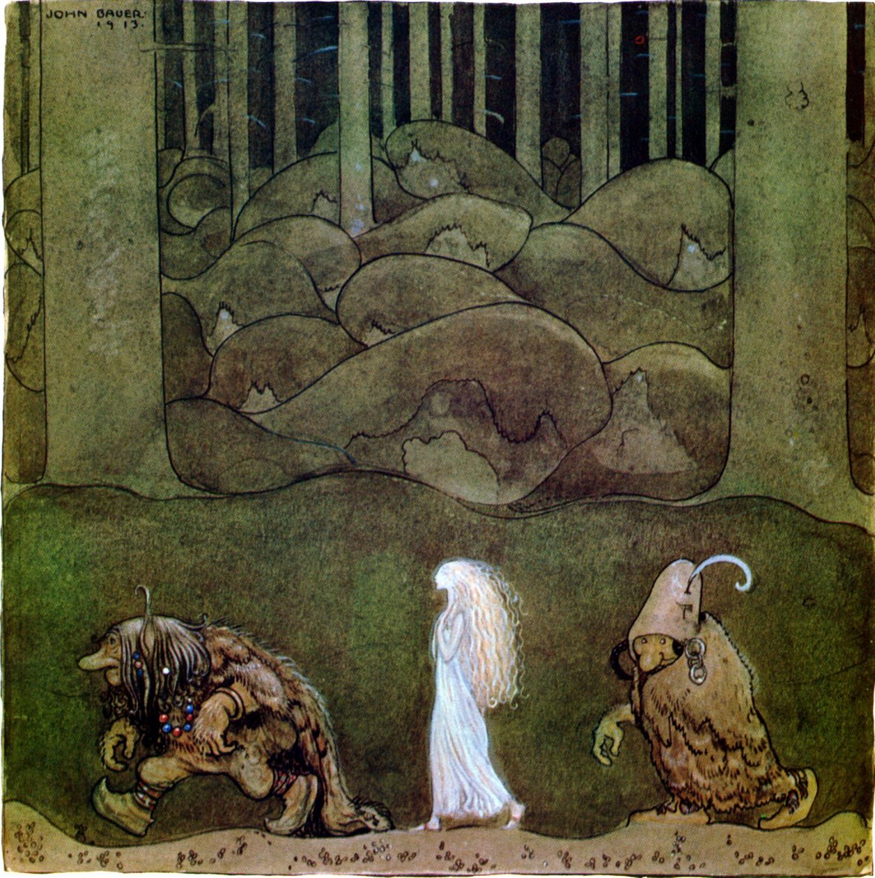 Um verão à noite eles foram com Bianca Maria no meio da floresta de John Bauer