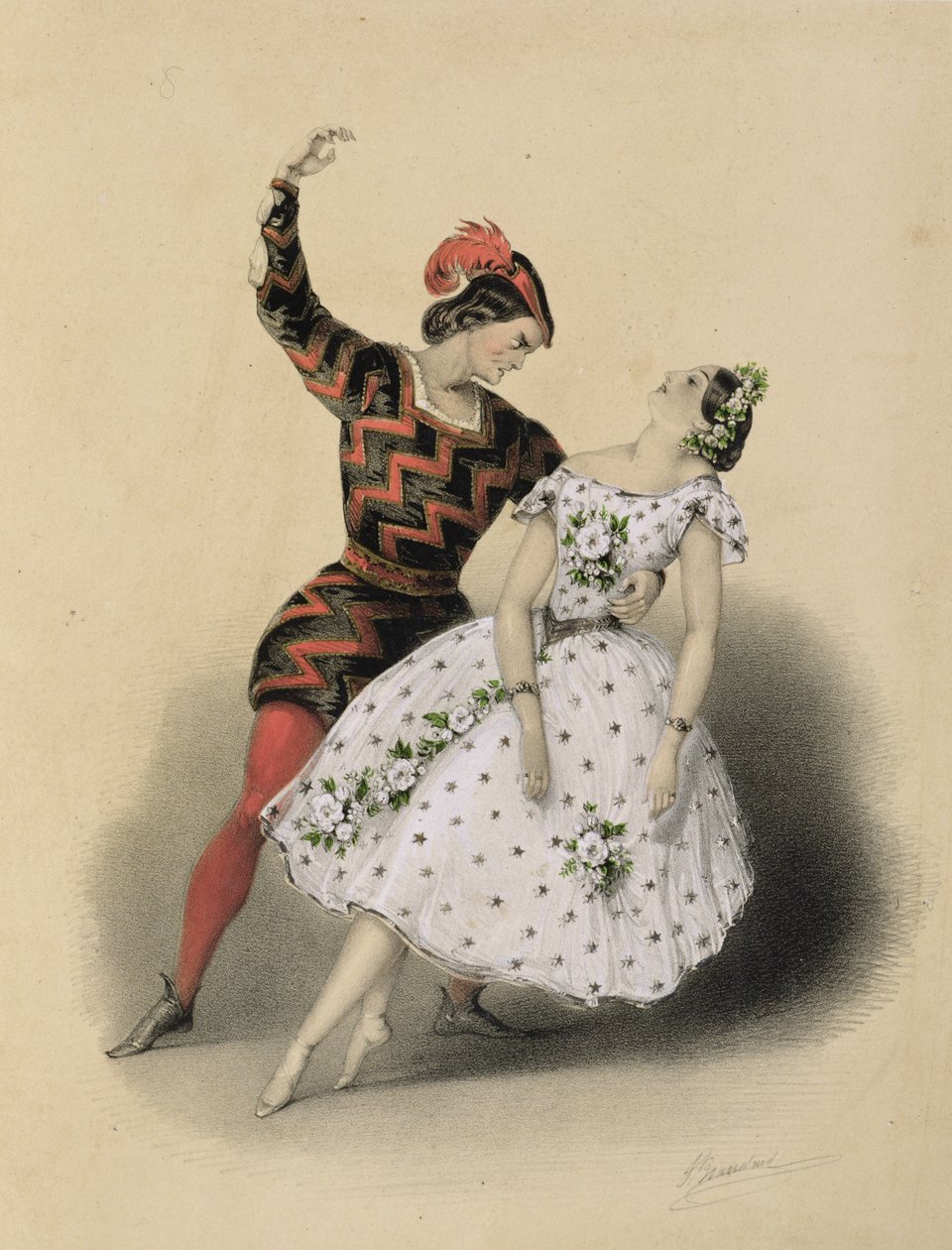 O celebrado &39;Mazurka d&39;Extase&39; Dançado por M. Perrot e Mlle. Lucile Grahn no teatro de sua majestade de John Brandard