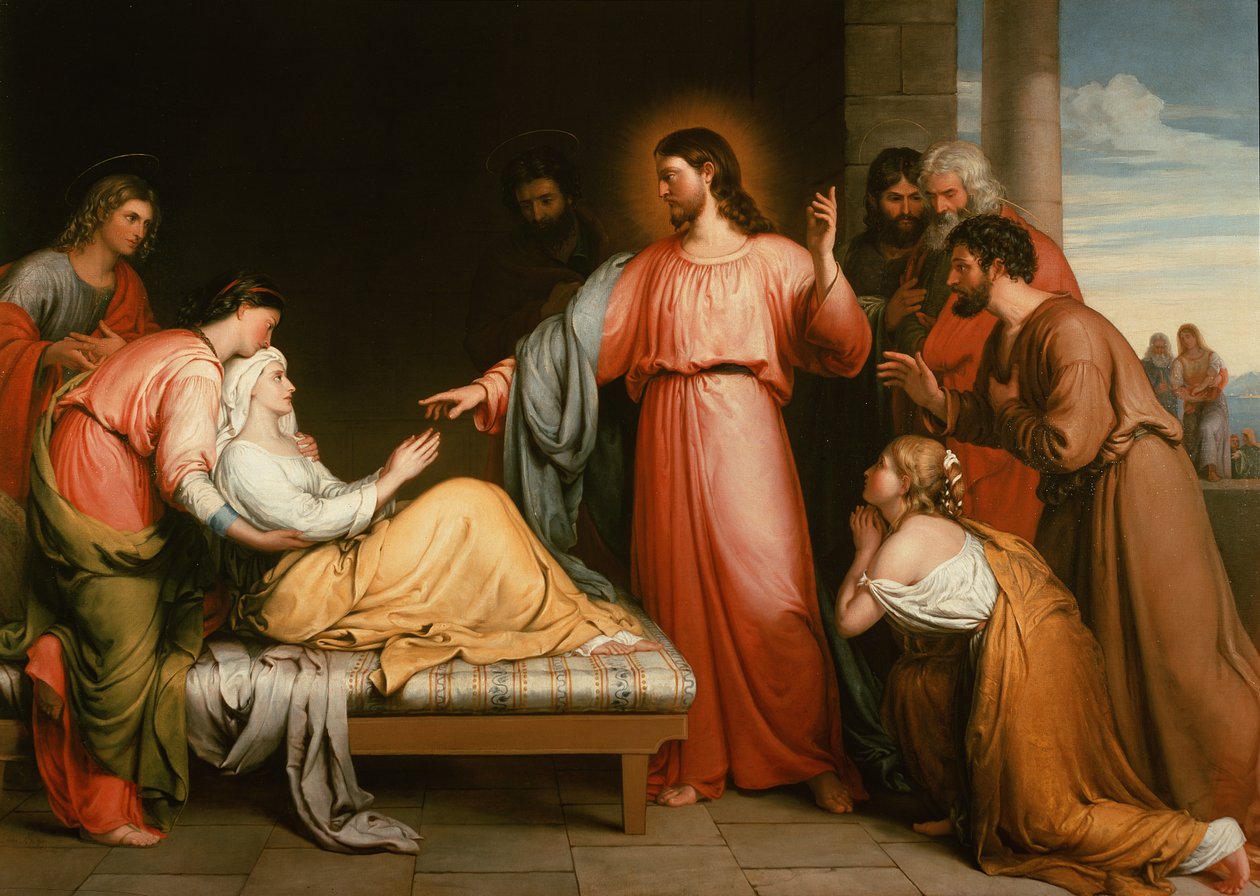 Cristo curando a mãe de Simão Pedro de John Bridges