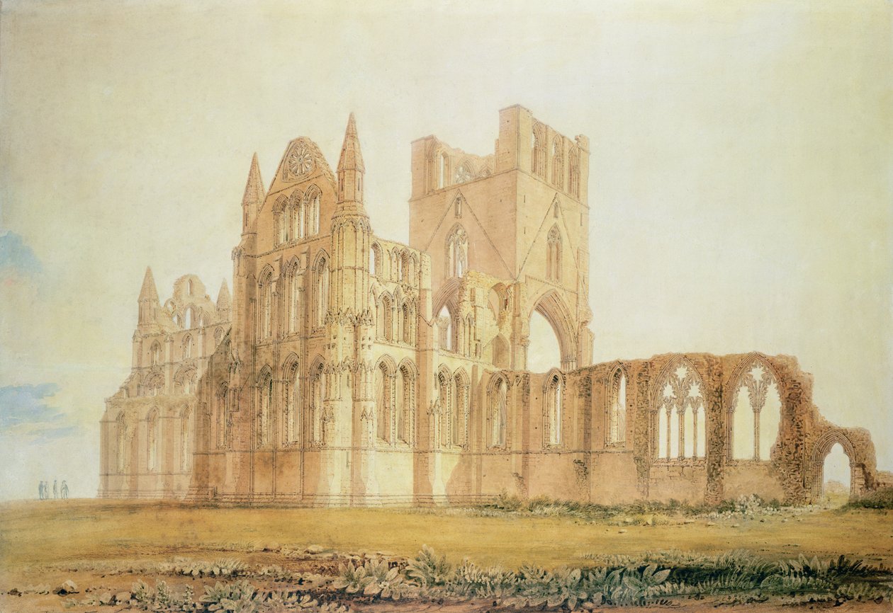 Vista da Abadia de Whitby, c.1820 (caneta e tinta sobre papel) de John Chessell Buckler