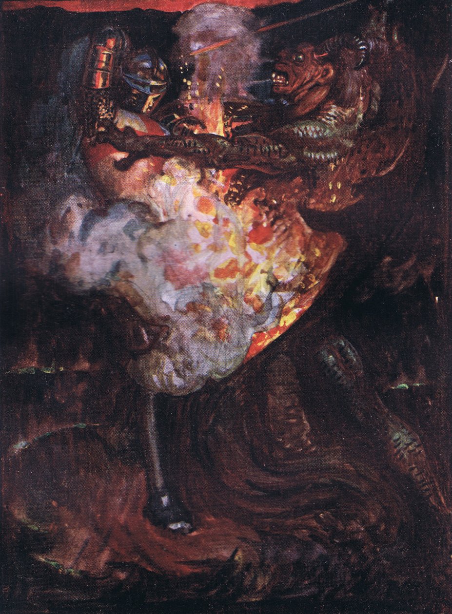 Lutas cristãs com Apollyon de John Byam Liston Shaw