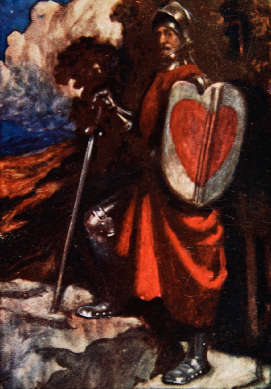 O intérprete então chamou um servo seu, chamado Greatheart, ilustração de "O Peregrino do Progresso" por John Bunyan, contada por Mary Macgregor, publicado pela TC e EC Jack, 1907 (cor de John Byam Liston Shaw