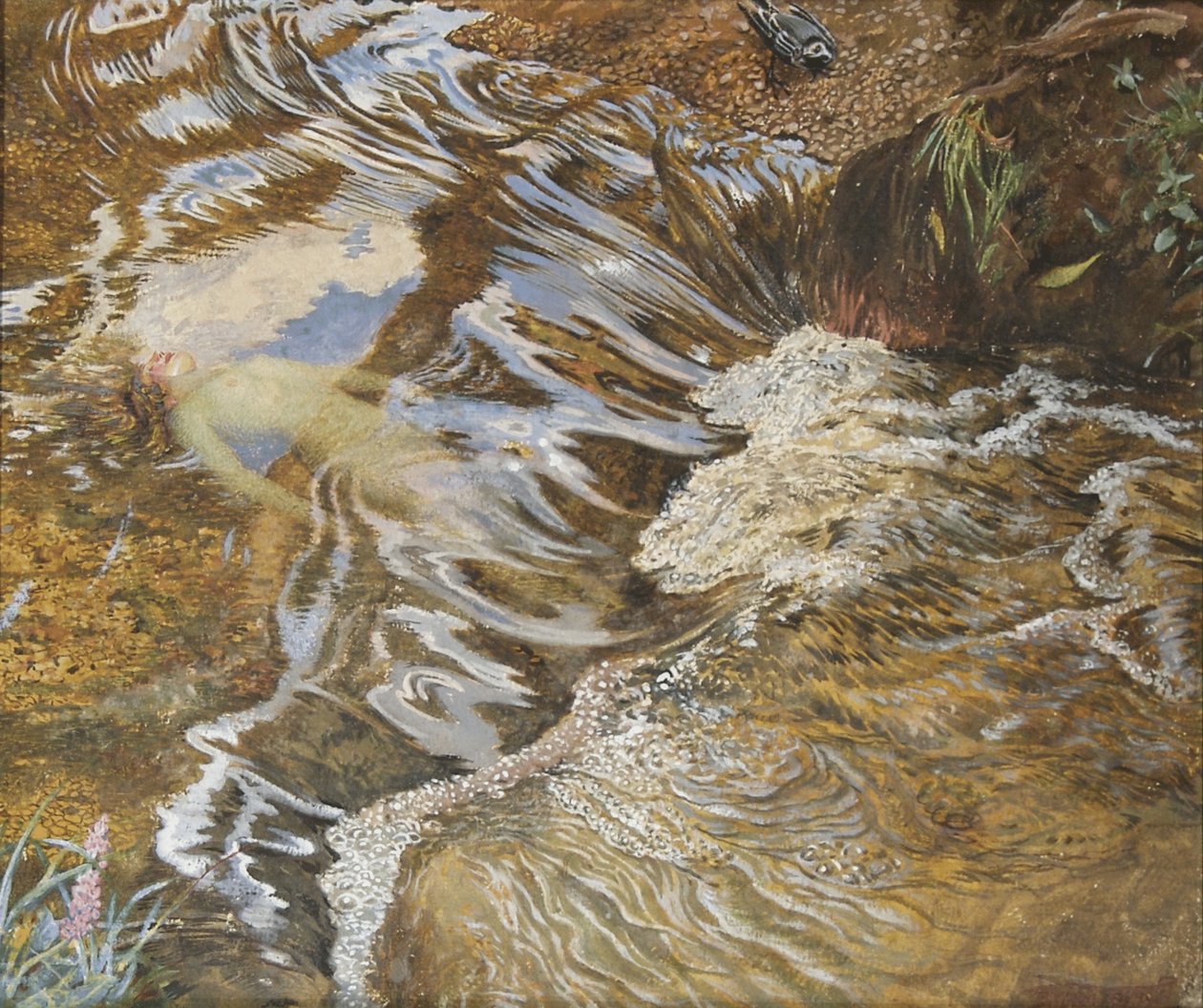 O espírito da água (wc aumentado com bodycolour no papel) de John Byam Liston Shaw