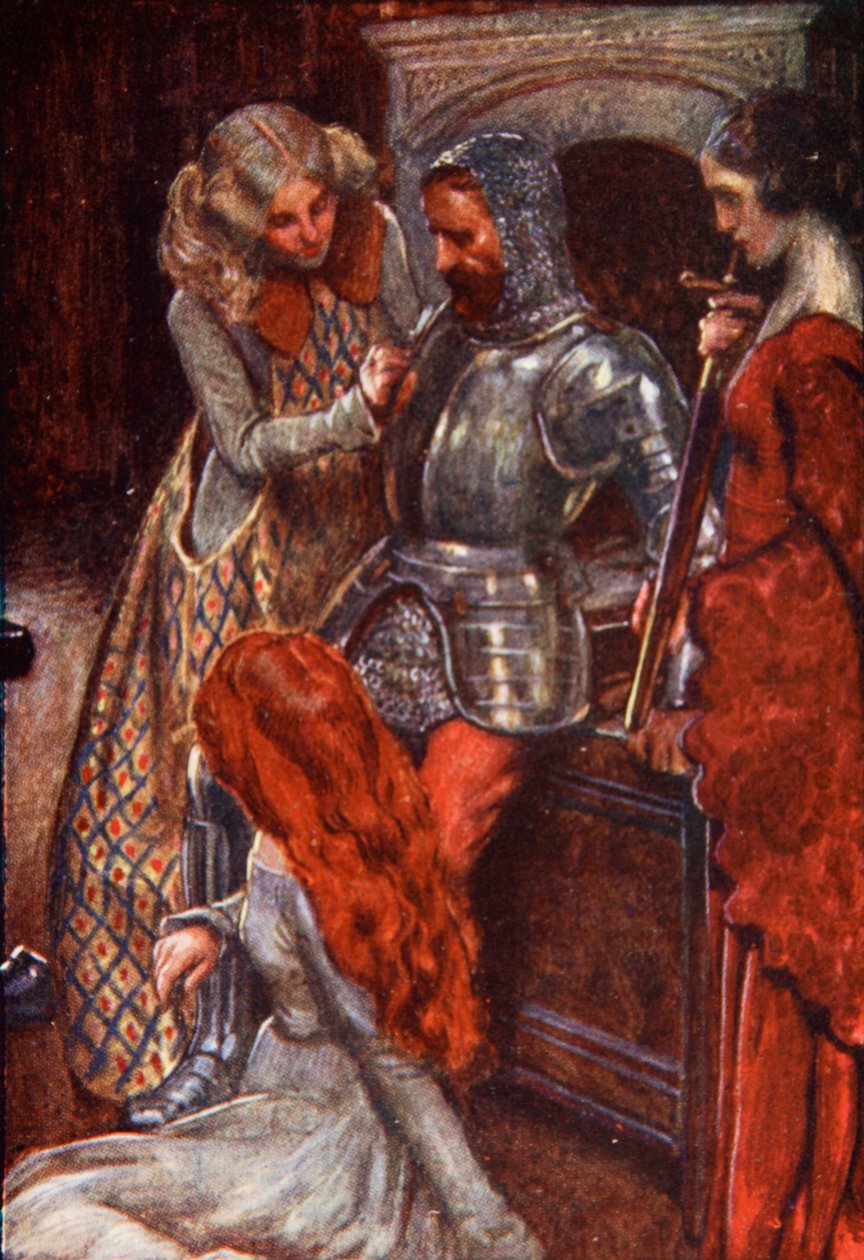 Eles o levariam para o Arsenal antes de deixá-los, ilustração de "The Pilgrim&39;s Progress", de John Bunyan, contada por Mary Macgregor, publicada por TC e EC Jack, 1907. de John Byam Liston Shaw