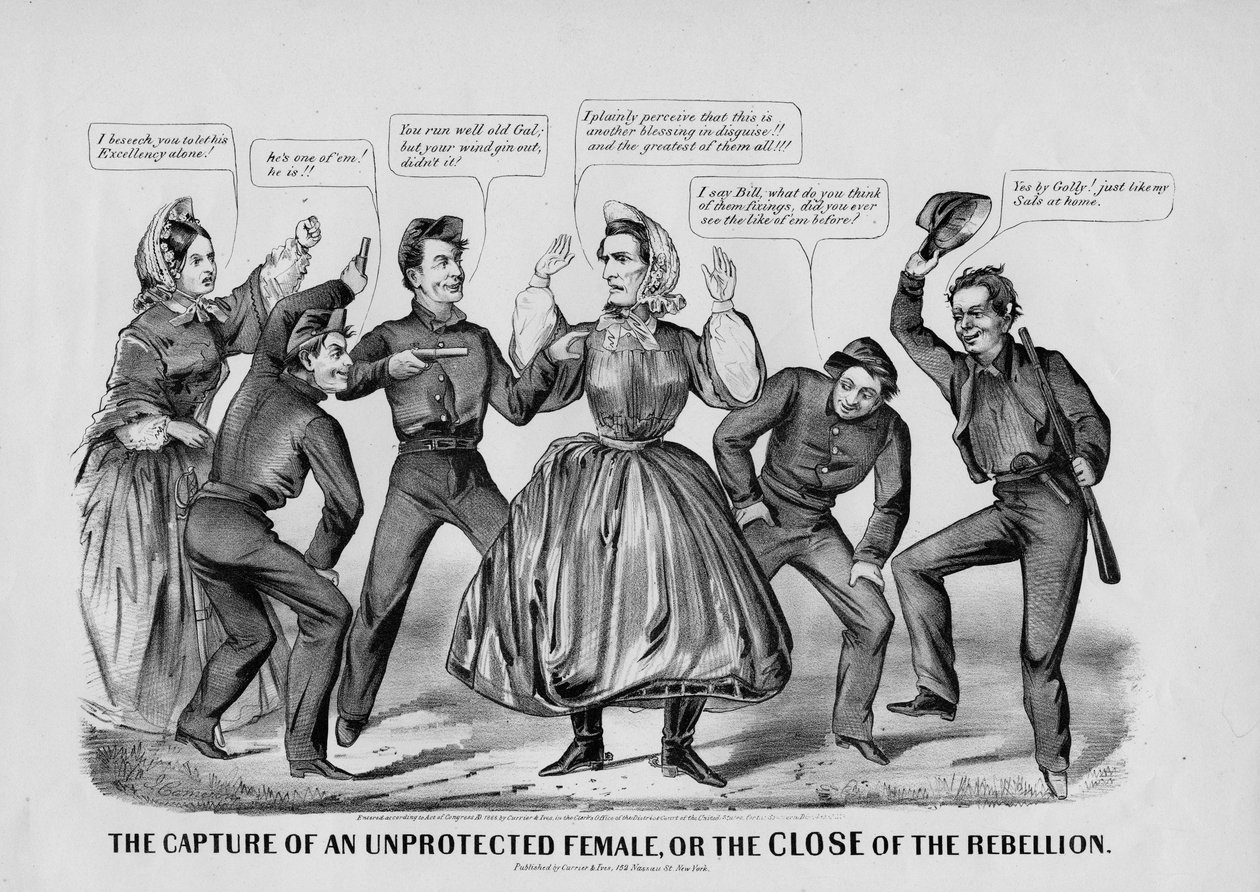 A captura de uma fêmea desprotegida, ou The close of the Rebellion, publicado por Currier und Ives, Nova York, c.1865 de John Cameron