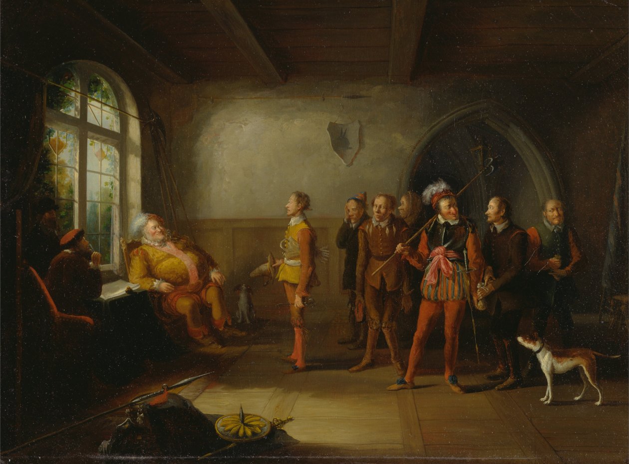 Falstaff e os recrutas, de Henrique IV, parte II de John Cawse