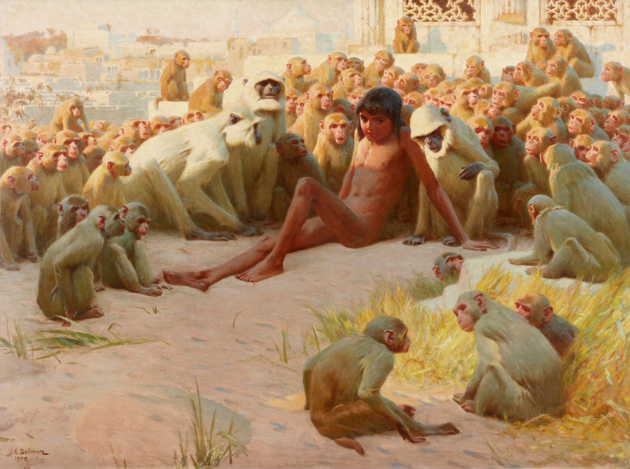 Mowgli fez o líder do Bandar-log, 1918 de John Charles Dollman