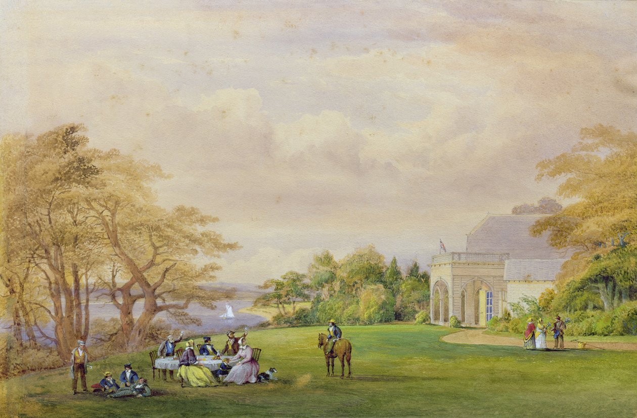 Grupo no &39;Cottage&39;, Bournehill, 1858 de John Christian Schetky