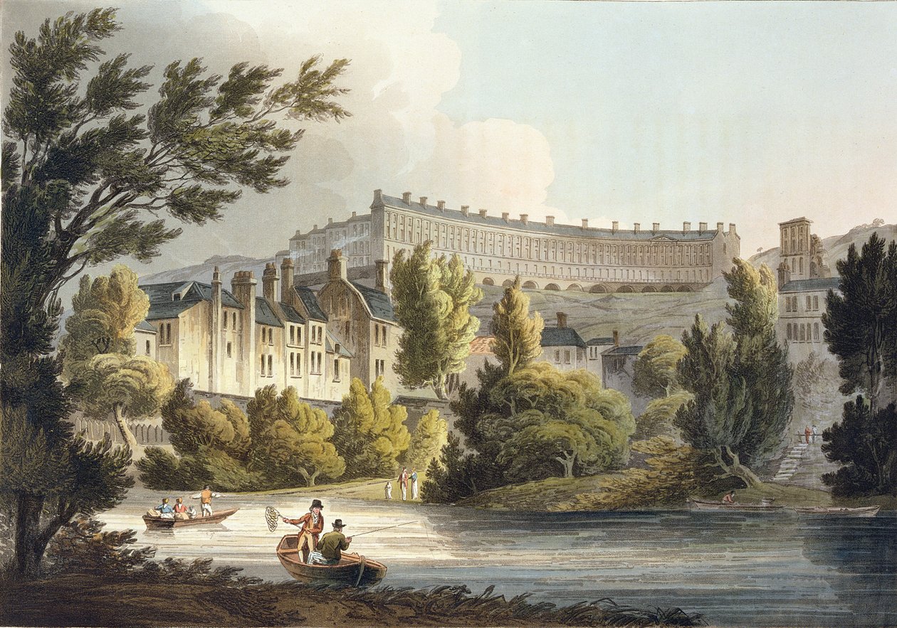 Balsa do pavio do banho, &39;do banho Ilustrado por uma série de vistas&39;, gravado pelo bar de John Hill (1770-1850). por William Miller, 1805 (aquatinta) de John Claude Nattes