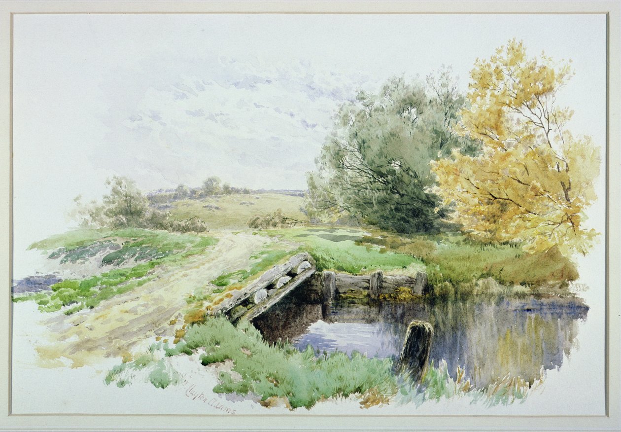 Paisagem, com, ponte, sobre, um, fluxo de John Clayton Adams