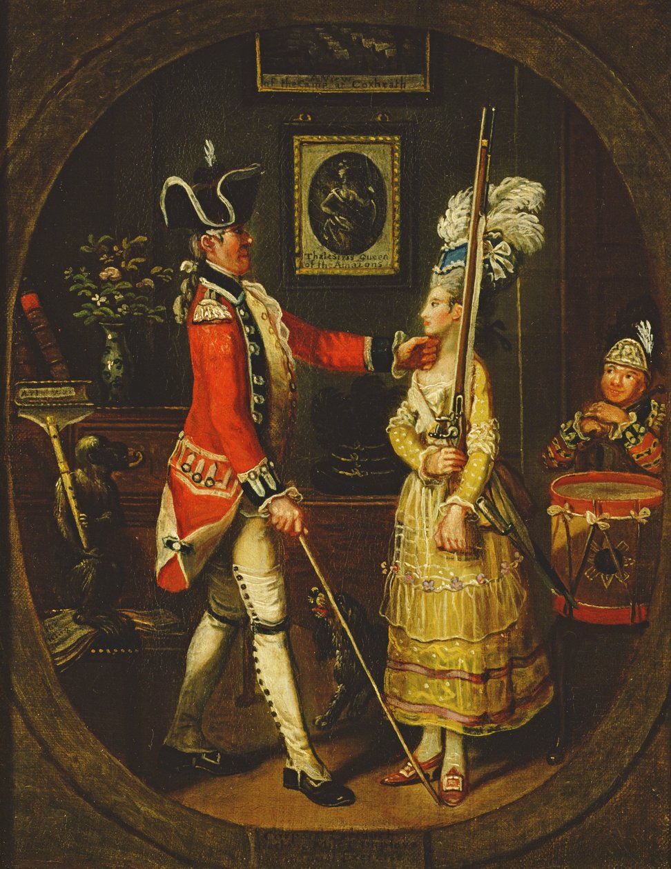 &39;Corporal Cartouch ensinando a senhorita Camp - adora seu exercício manual&39;, 1778 de John Collet