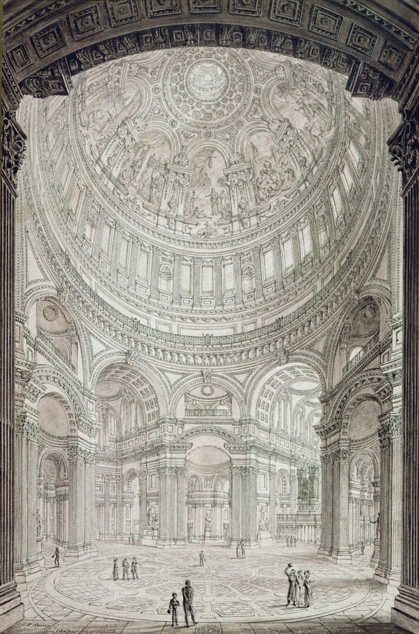 Interior da Catedral de St. Paul, 1817 de John Coney