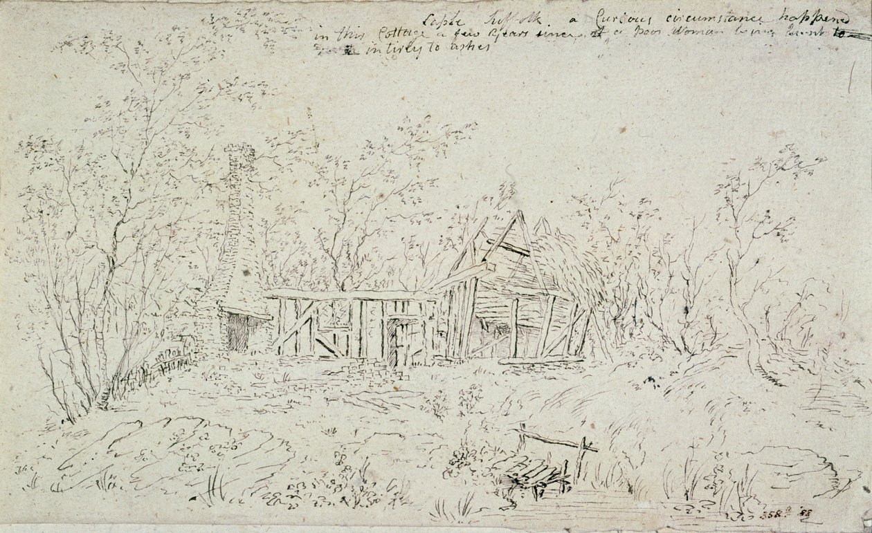 Uma casa de campo arruinada em Capel, Suffolk, 1796 de John Constable