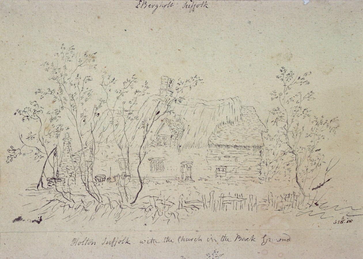 Cottage em East Bergholt, com um poço (desenho) de John Constable