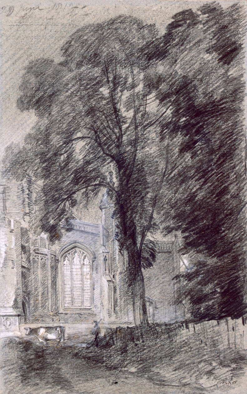 Igreja East Bergholt - West End (grafite sobre papel) de John Constable