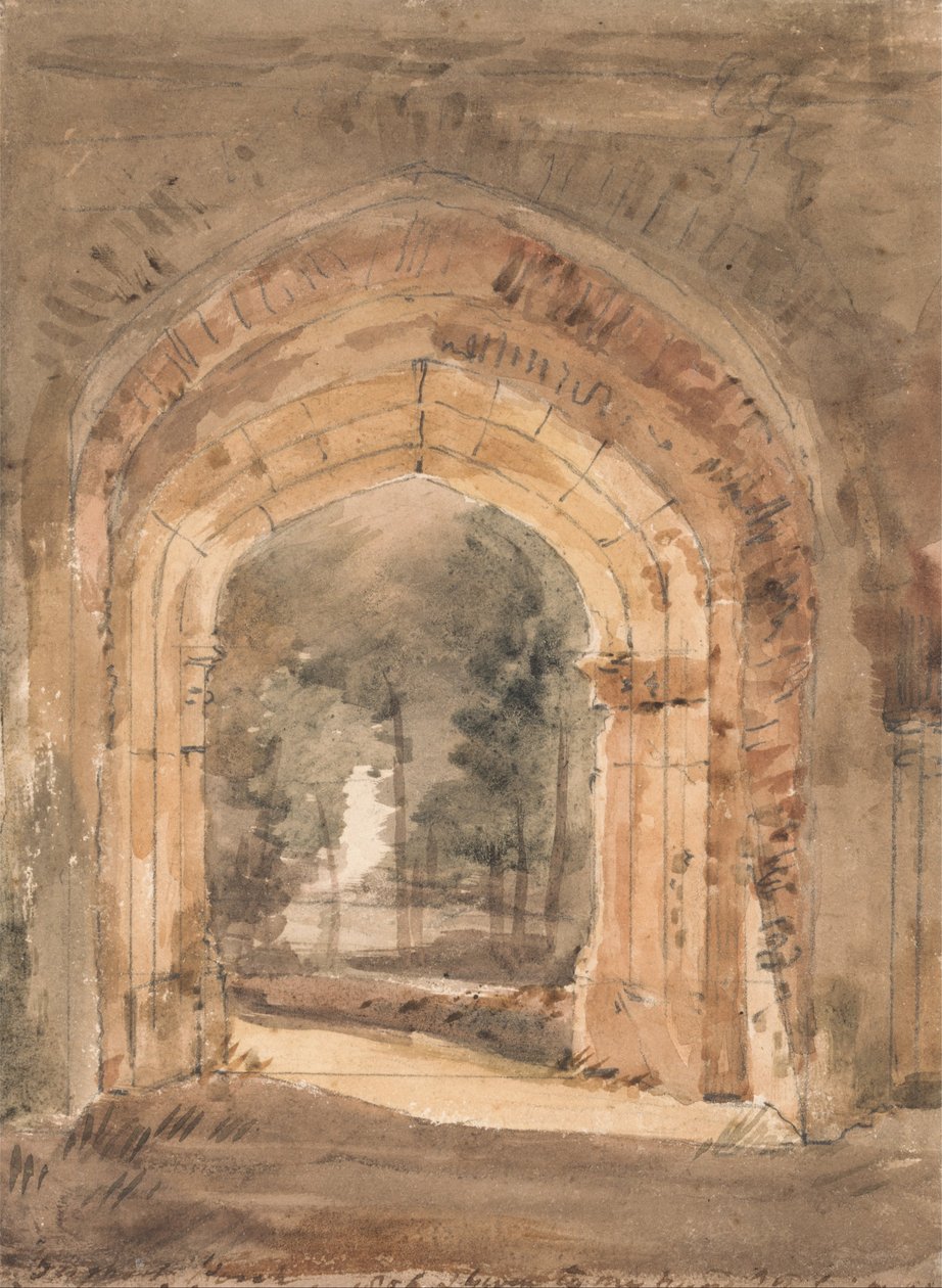 Igreja East Bergholt, olhando para o arco sul da torre em ruínas de John Constable