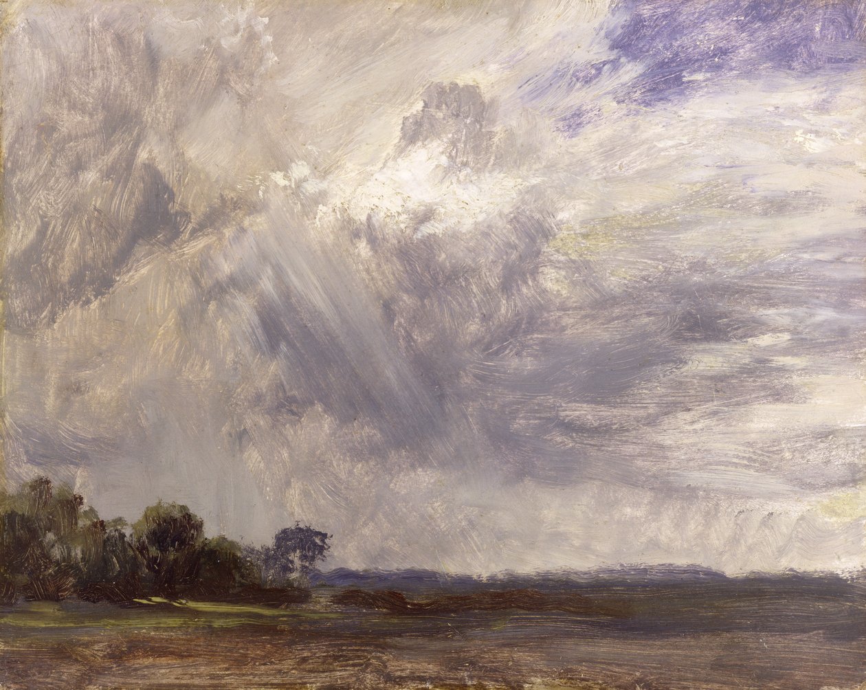 Paisagem com Grey Windy Sky, c.1821-30 (óleo sobre papel colocado no triturador) de John Constable