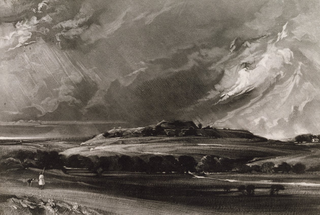 Old Sarum, gravado por David Lucas (1802-81) c.1829 (mezzotint) de John Constable