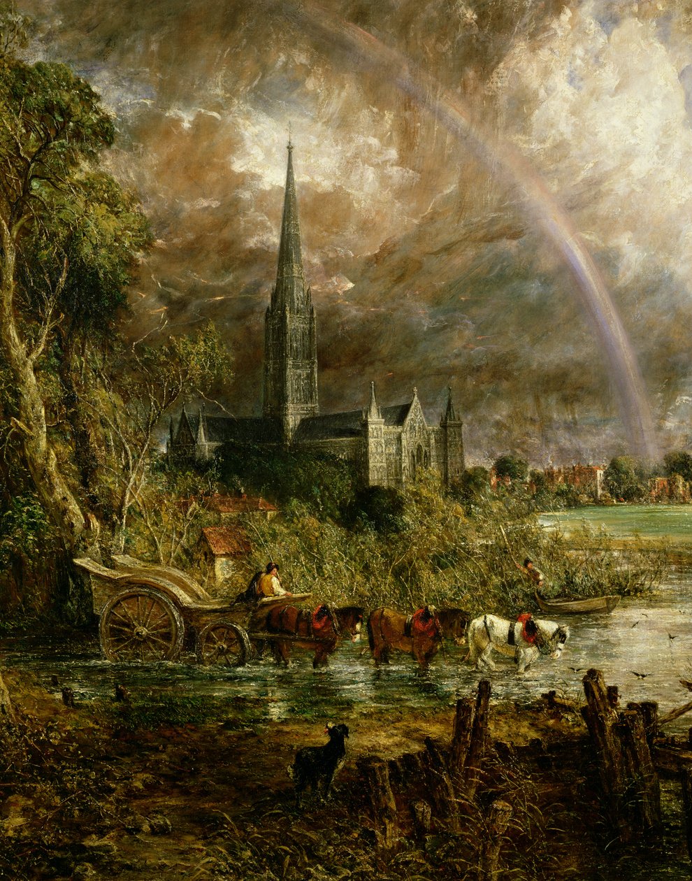 Catedral de Salisbury dos prados, detalhe de 1831 de 1560 de John Constable