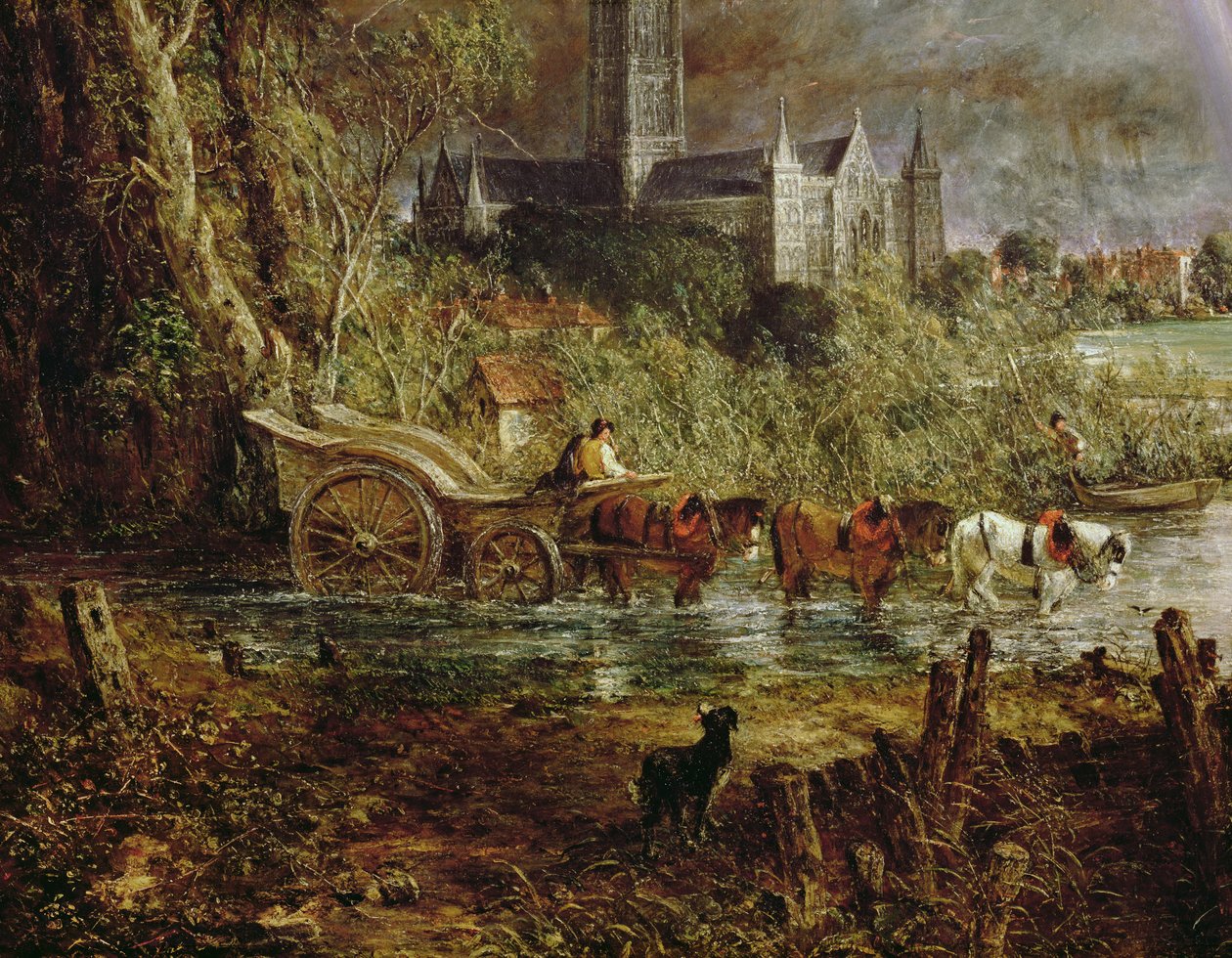 Catedral de Salisbury dos prados, detalhe de 1831 de 1560 de John Constable