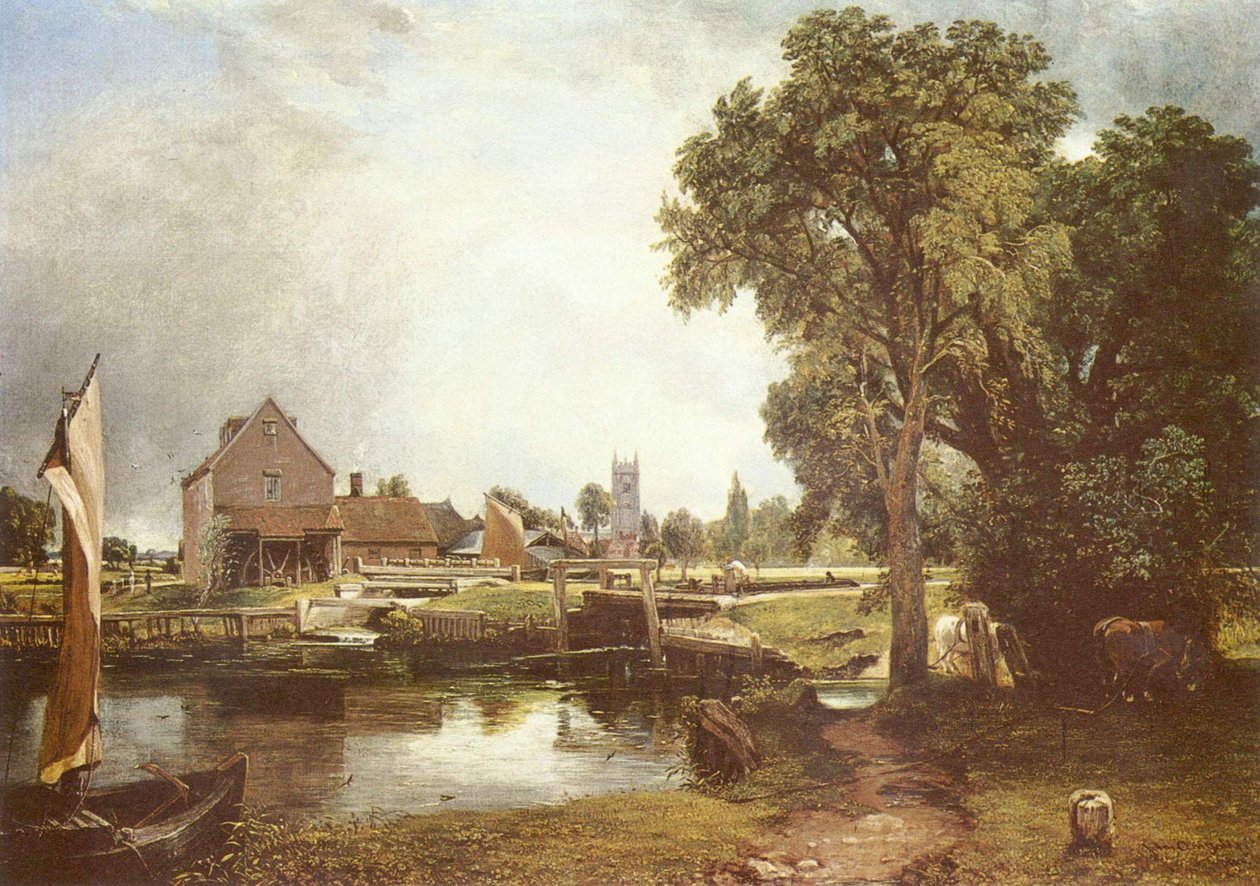 Bloqueio e moinho em Dedham de John Constable