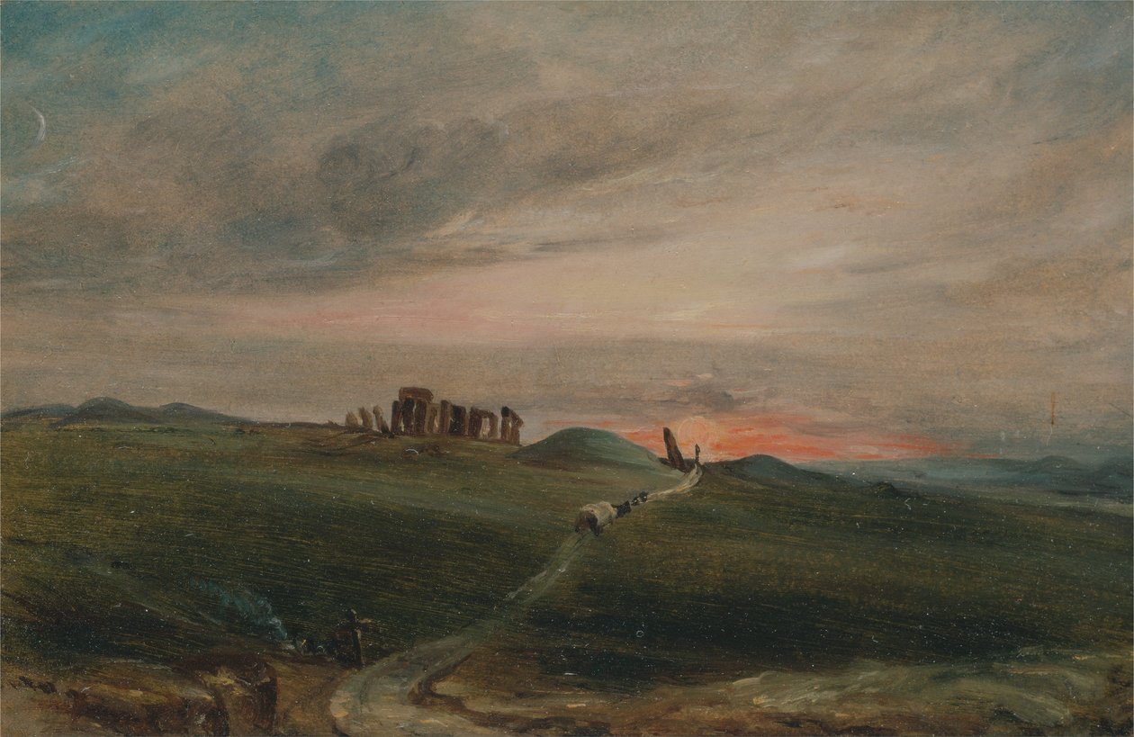 Stonehenge ao pôr do sol de John Constable