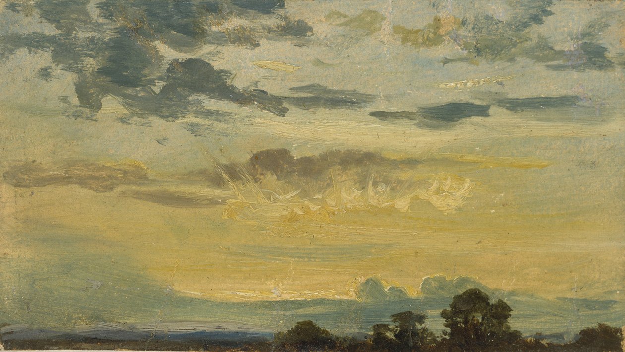 Pôr do sol de verão (óleo sobre papel) de John Constable