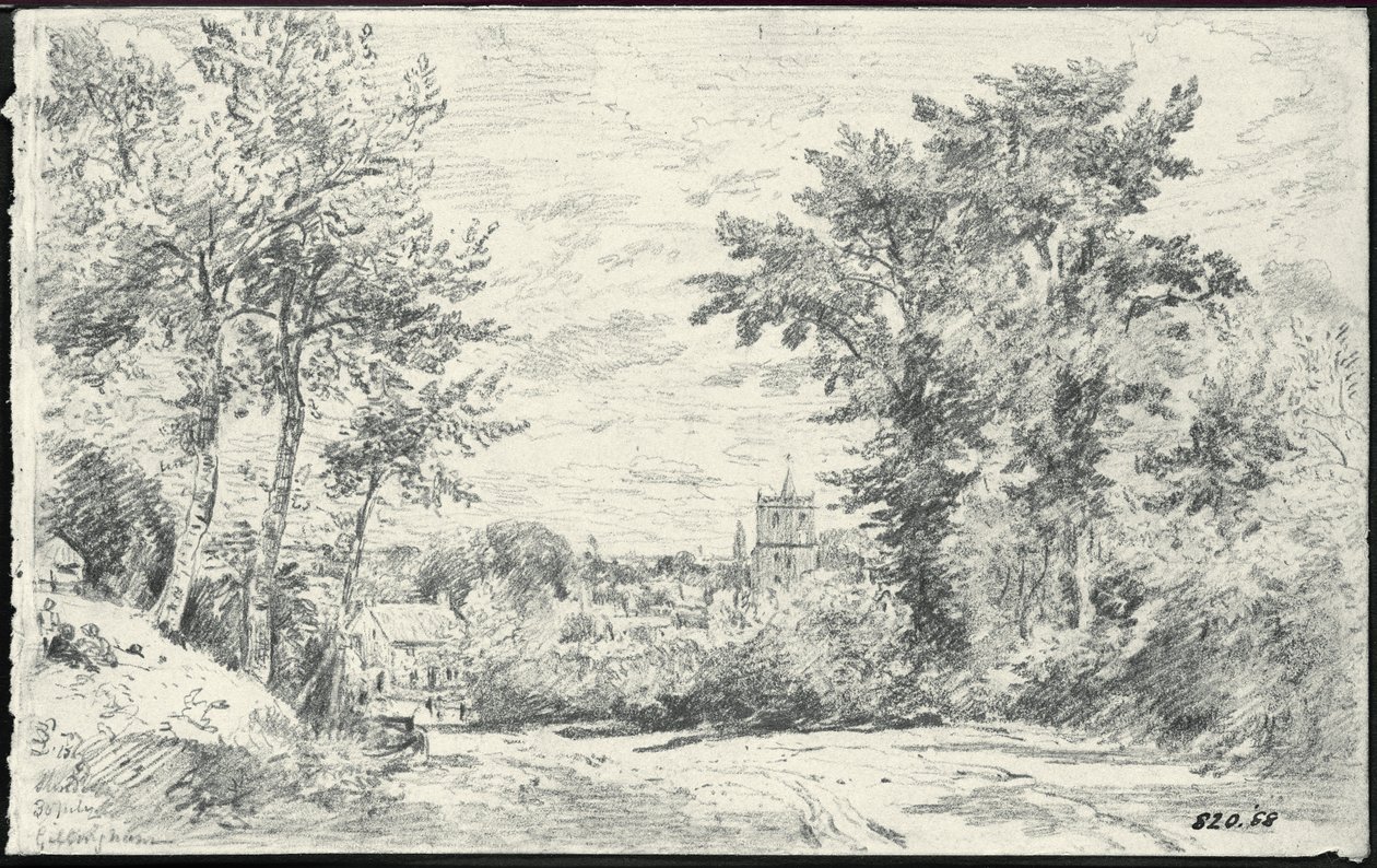 A entrada em Gillingham, Dorset (lápis) de John Constable