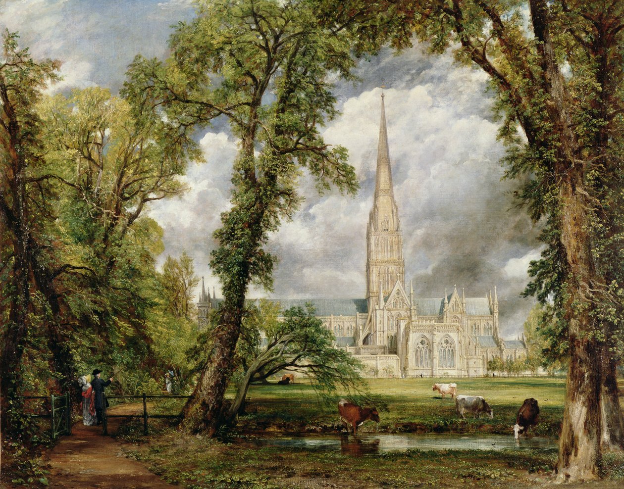 Vista da Catedral de Salisbury do terreno do Bispo, c.1822 de John Constable