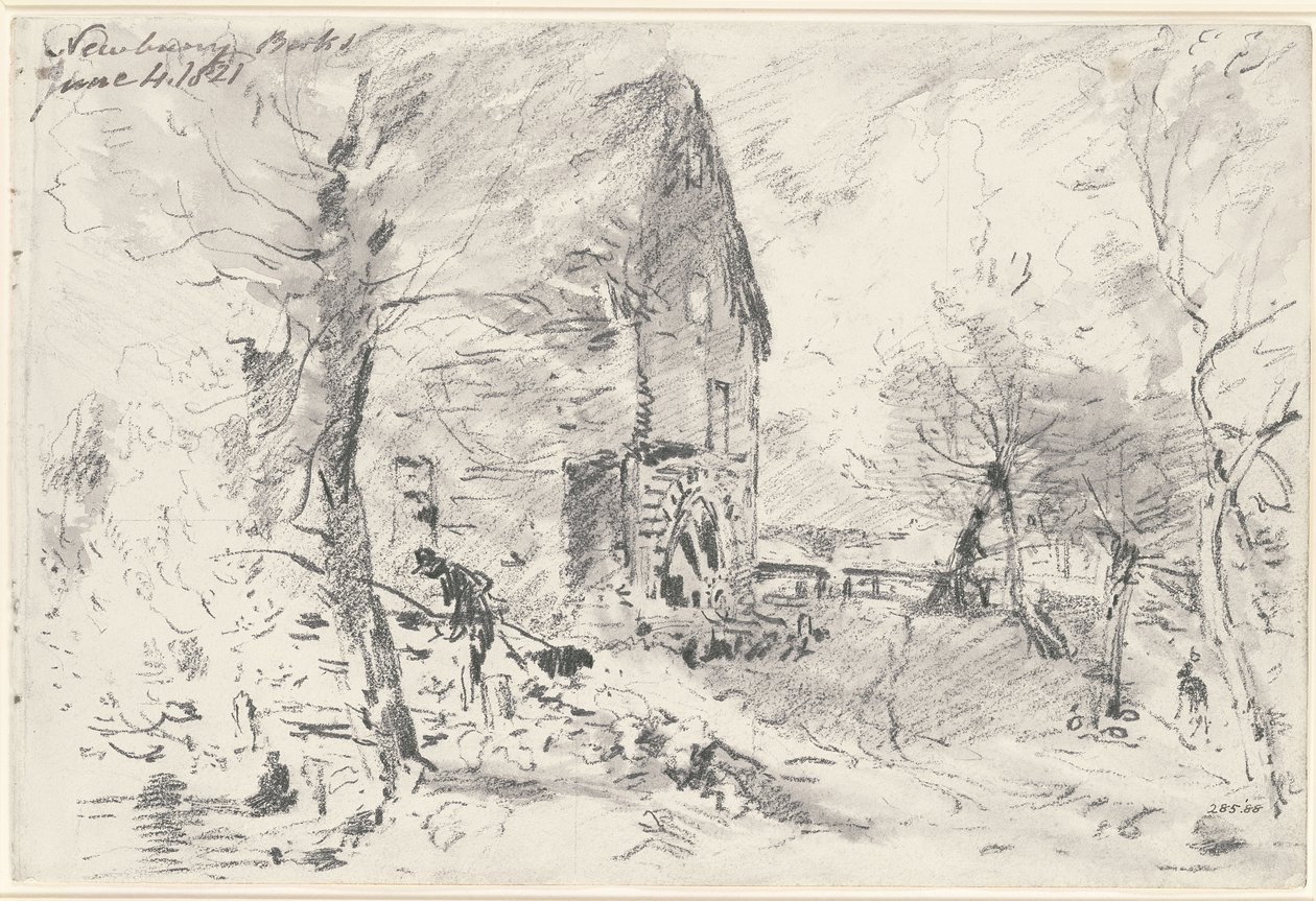 Azenha em Newbury (lápis) de John Constable
