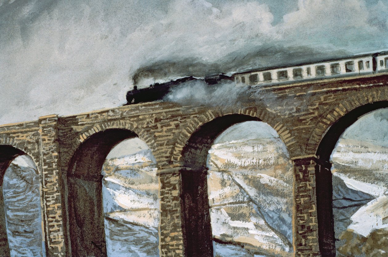 Viaduto de Brânquia de Espécie (guache) (detalhe) de John Cooke
