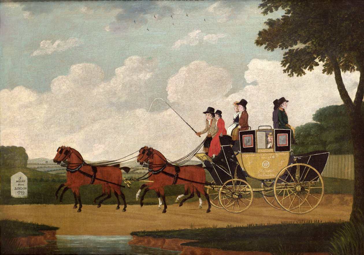 O Royal Mail Coach, Chelmsford para Londres, 1799 de John Cordrey