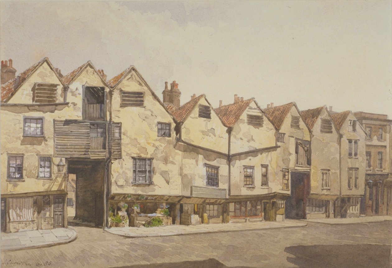 Vista de lojas e casas, Bermondsey Street, Bermondsey, 1886 de John Crowther