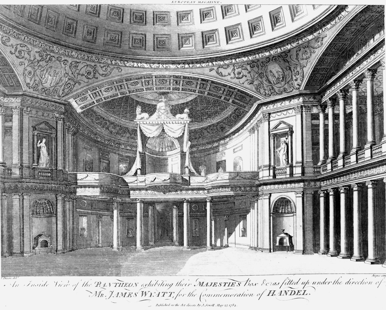 Uma visão interna do Panteão, Oxford Street, Londres, 1784 de John Dixon