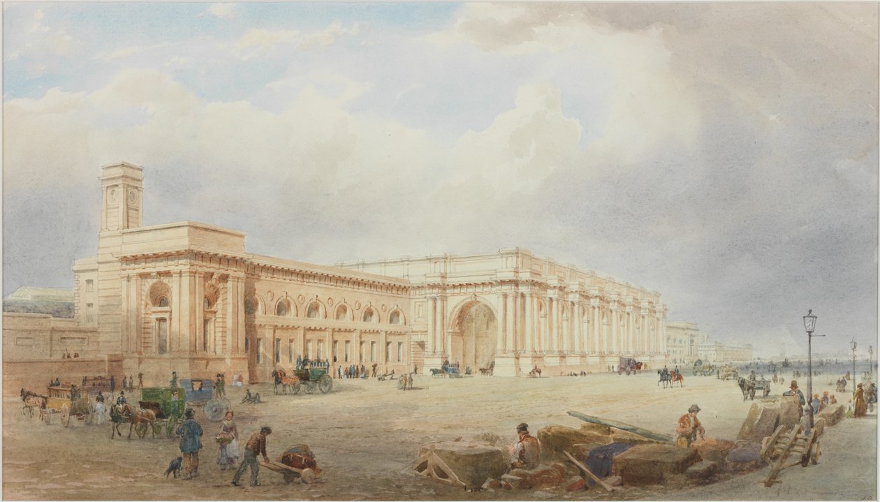 Estação Central, Newcastle upon Tyne (bc, tinta e wc no papel) de John Dobson