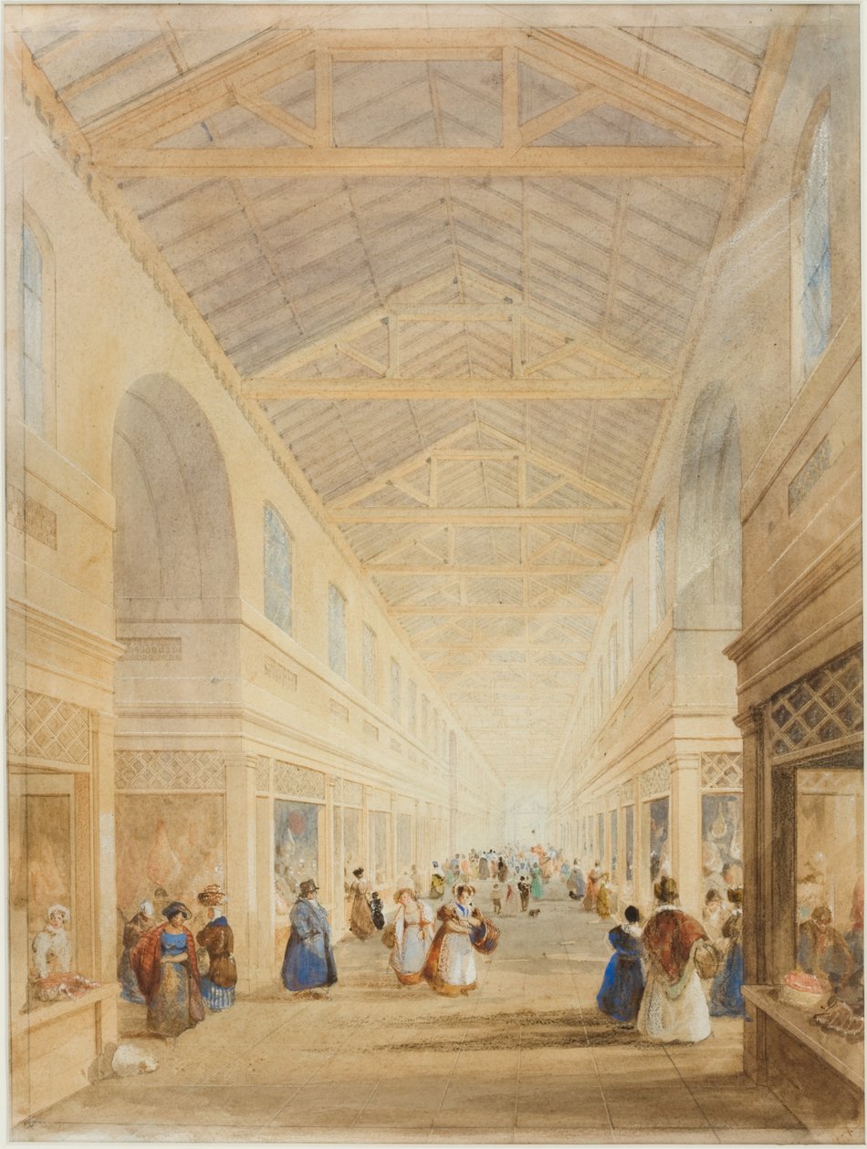O Mercado de Açougueiro, Newcastle upon Tyne (bc, tinta e wc no papel) de John Dobson